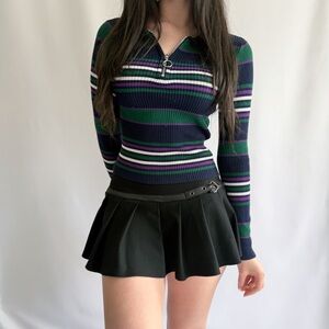 striped long sleeve quarter zip